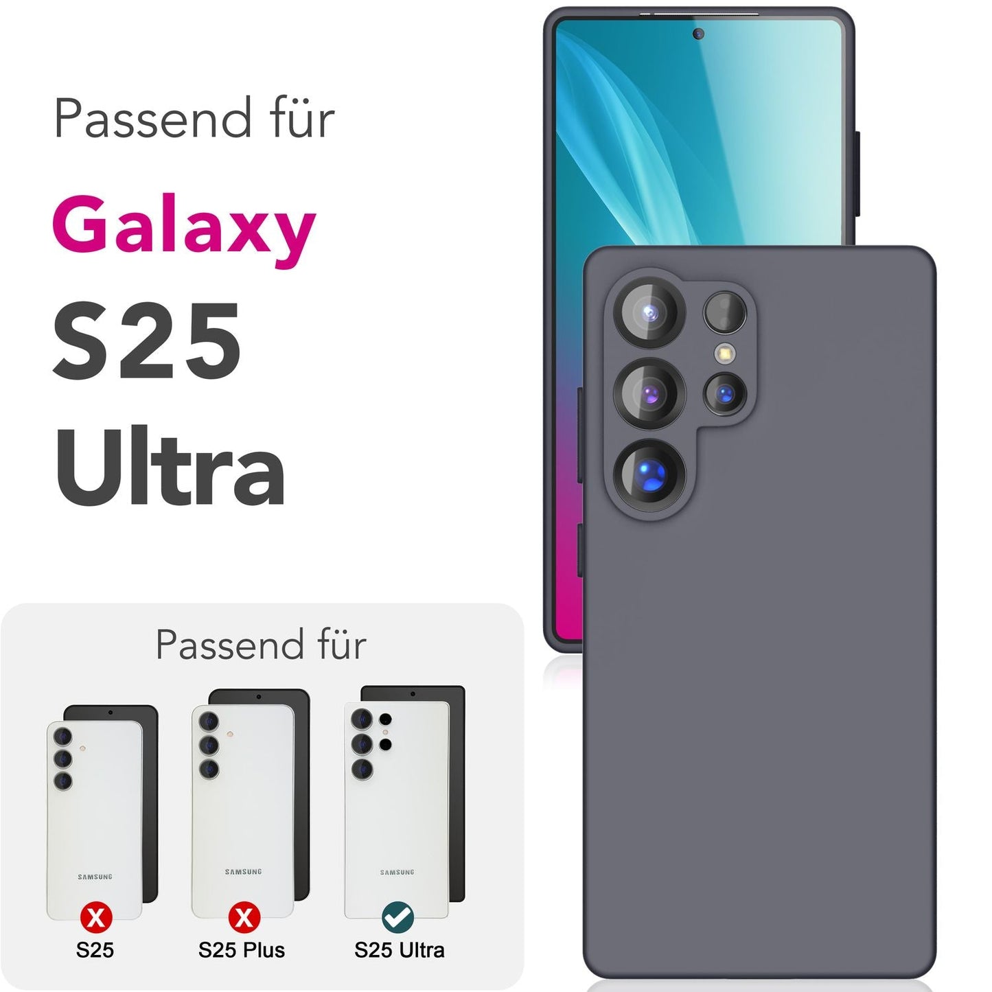 NALIA Silikonhülle für Samsung Galaxy S25 Ultra – Kameraschutz & Innenfutter – PHOENIX (Soft-Touch Case) – Marke aus Berlin