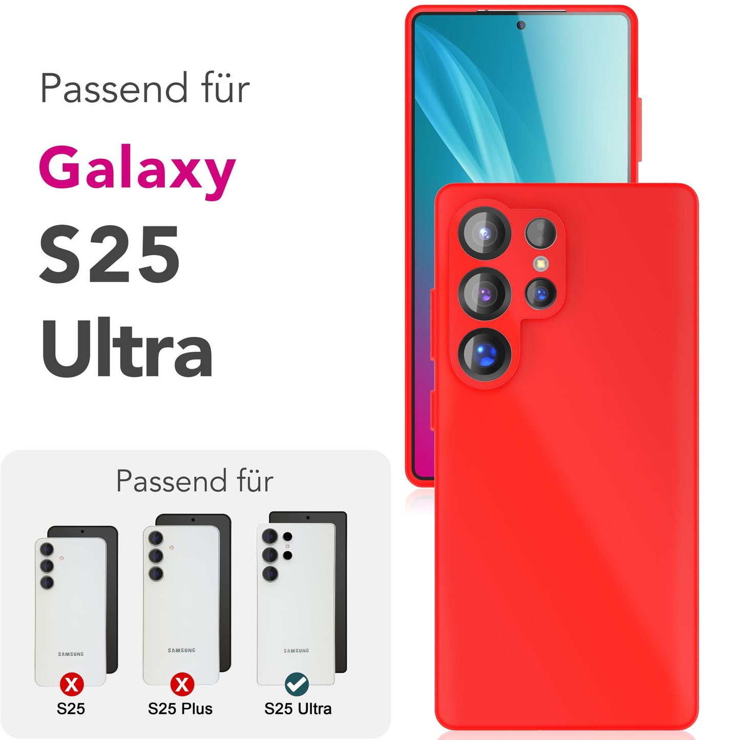 NALIA Silikonhülle für Samsung Galaxy S25 Ultra – Kameraschutz & Innenfutter – PHOENIX (Soft-Touch Case) – Marke aus Berlin
