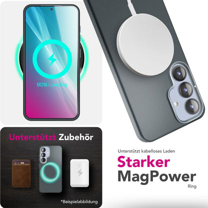 NALIA Magnet Hardcase für Samsung Galaxy S25 – Faltbarer Kamera-Stand – OVERLAND (Schutzhülle Matt & MagSafe Kompatibel) – Marke aus Berlin