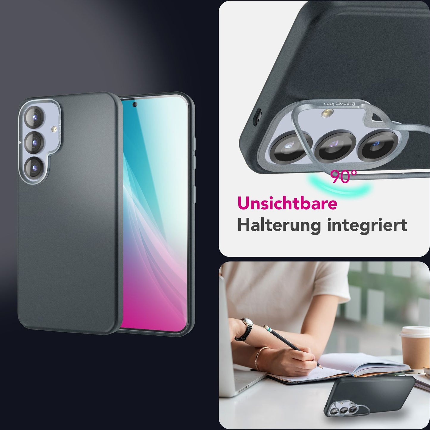NALIA Magnet Hardcase für Samsung Galaxy S25 Plus – Faltbarer Kamera-Stand – OVERLAND (Schutzhülle Matt & MagSafe Kompatibel) – Marke aus Berlin