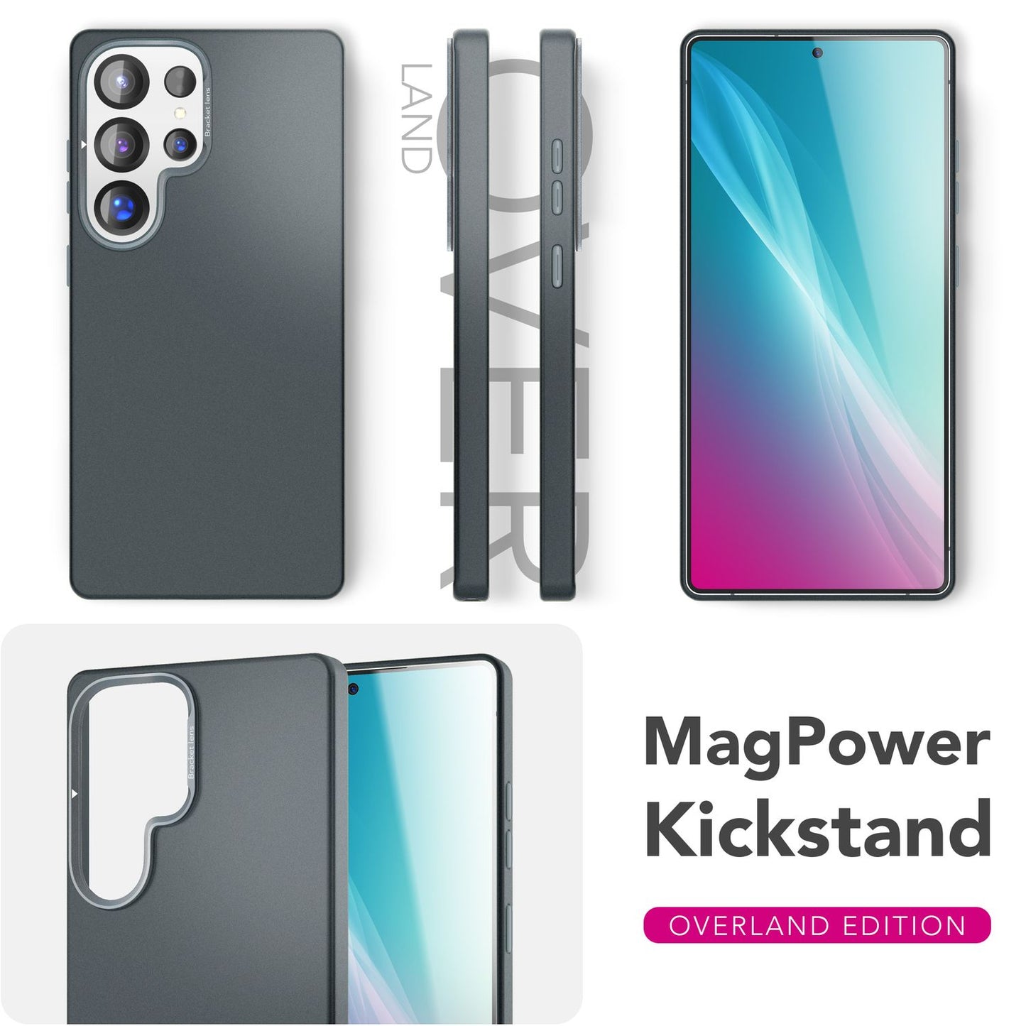 NALIA Magnet Hardcase für Samsung Galaxy S25 Ultra – Faltbarer Kamera-Stand – OVERLAND (Schutzhülle Matt & MagSafe Kompatibel) – Marke aus Berlin
