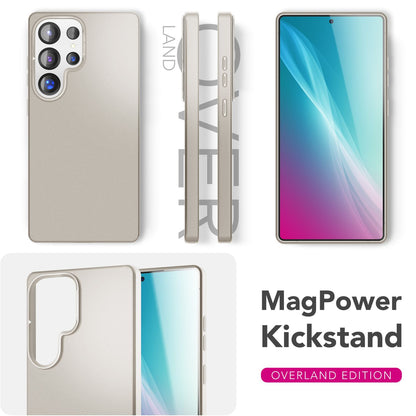 NALIA Magnet Hardcase für Samsung Galaxy S25 Ultra – Faltbarer Kamera-Stand – OVERLAND (Schutzhülle Matt & MagSafe Kompatibel) – Marke aus Berlin