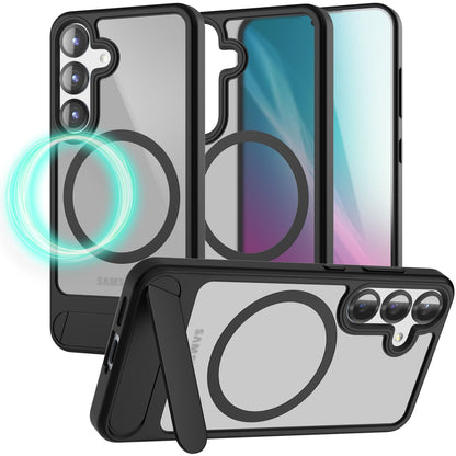 NALIA Magnet-Case für Samsung Galaxy S25 – Klappständer & Kameraschutz – TRITON (Matt-Transparent & Hybrid-Schutz) – Marke aus Berlin