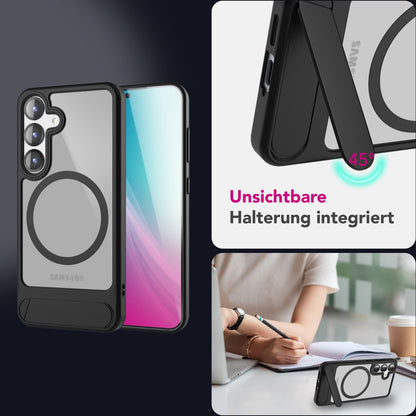 NALIA Magnet-Case für Samsung Galaxy S25 – Klappständer & Kameraschutz – TRITON (Matt-Transparent & Hybrid-Schutz) – Marke aus Berlin