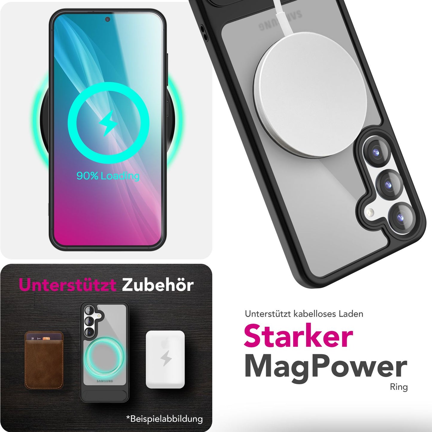 NALIA Magnet-Case für Samsung Galaxy S25 – Klappständer & Kameraschutz – TRITON (Matt-Transparent & Hybrid-Schutz) – Marke aus Berlin