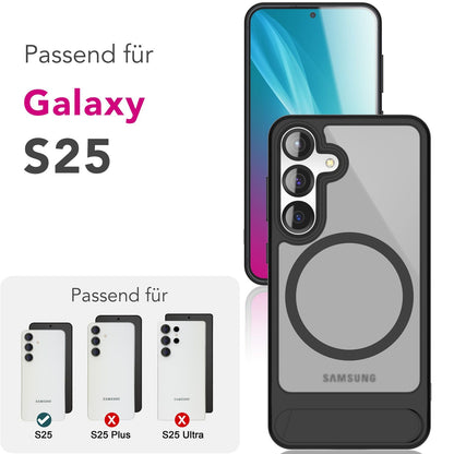 NALIA Magnet-Case für Samsung Galaxy S25 – Klappständer & Kameraschutz – TRITON (Matt-Transparent & Hybrid-Schutz) – Marke aus Berlin