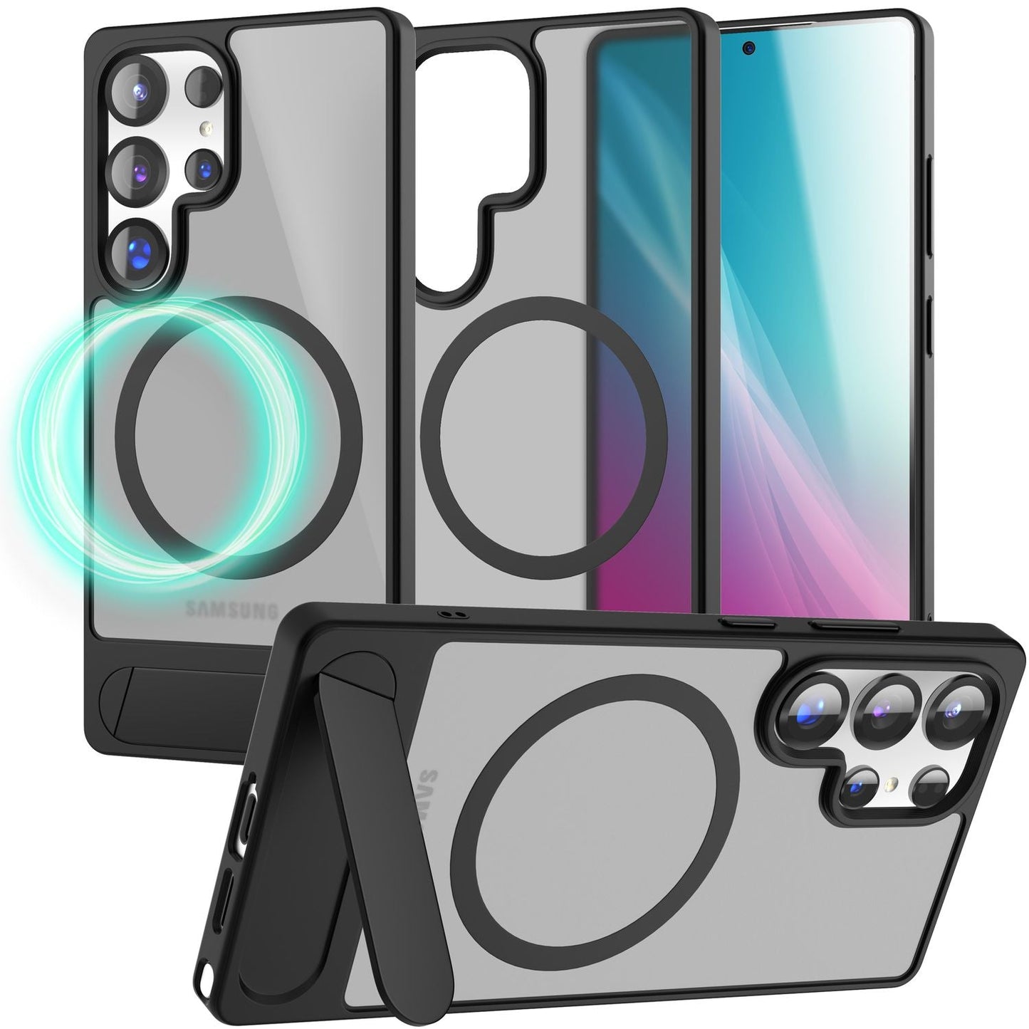 NALIA Magnet-Case für Samsung Galaxy S25 Ultra – Klappständer & Kameraschutz – TRITON (Matt-Transparent & Hybrid-Schutz) – Marke aus Berlin