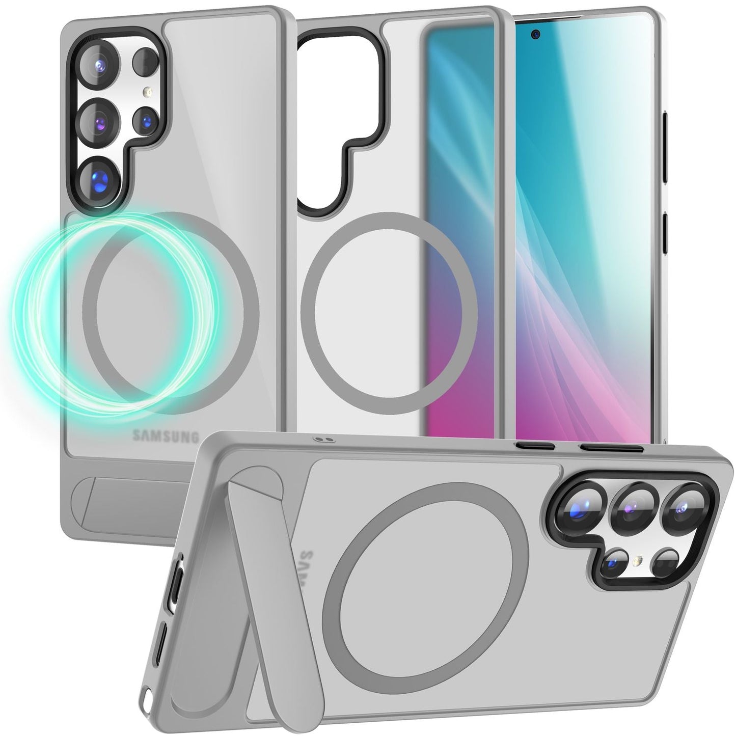 NALIA Magnet-Case für Samsung Galaxy S25 Ultra – Klappständer & Kameraschutz – TRITON (Matt-Transparent & Hybrid-Schutz) – Marke aus Berlin