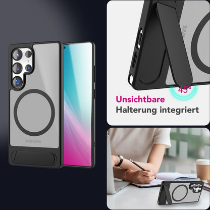 NALIA Magnet-Case für Samsung Galaxy S25 Ultra – Klappständer & Kameraschutz – TRITON (Matt-Transparent & Hybrid-Schutz) – Marke aus Berlin
