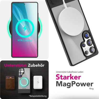 NALIA Magnet-Case für Samsung Galaxy S25 Ultra – Klappständer & Kameraschutz – TRITON (Matt-Transparent & Hybrid-Schutz) – Marke aus Berlin