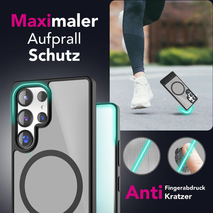 NALIA Magnet-Case für Samsung Galaxy S25 Ultra – Klappständer & Kameraschutz – TRITON (Matt-Transparent & Hybrid-Schutz) – Marke aus Berlin
