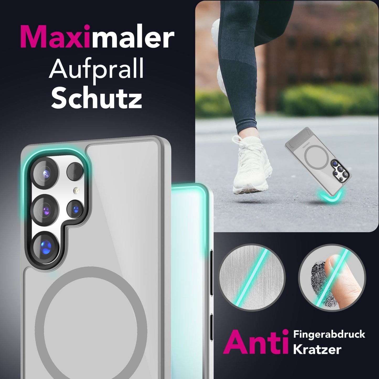 NALIA Magnet-Case für Samsung Galaxy S25 Ultra – Klappständer & Kameraschutz – TRITON (Matt-Transparent & Hybrid-Schutz) – Marke aus Berlin