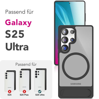 NALIA Magnet-Case für Samsung Galaxy S25 Ultra – Klappständer & Kameraschutz – TRITON (Matt-Transparent & Hybrid-Schutz) – Marke aus Berlin