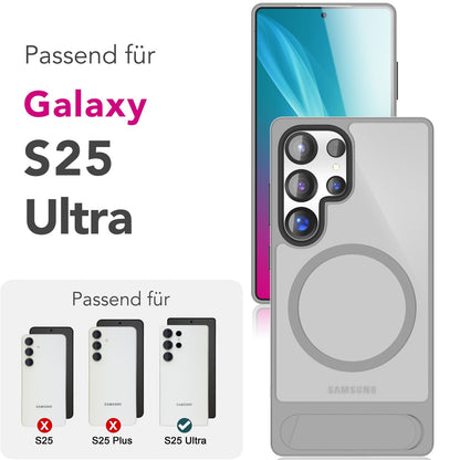 NALIA Magnet-Case für Samsung Galaxy S25 Ultra – Klappständer & Kameraschutz – TRITON (Matt-Transparent & Hybrid-Schutz) – Marke aus Berlin