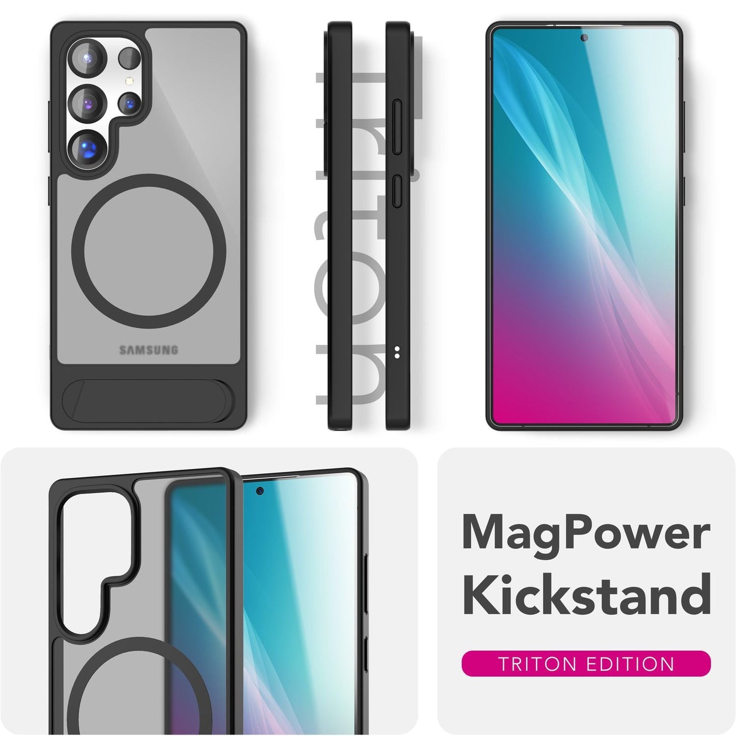 NALIA Magnet-Case für Samsung Galaxy S25 Ultra – Klappständer & Kameraschutz – TRITON (Matt-Transparent & Hybrid-Schutz) – Marke aus Berlin