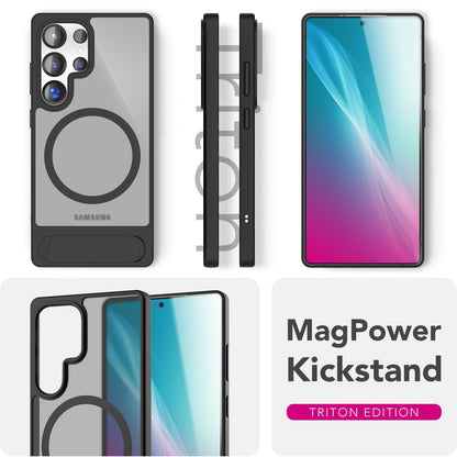 NALIA Magnet-Case für Samsung Galaxy S25 Ultra – Klappständer & Kameraschutz – TRITON (Matt-Transparent & Hybrid-Schutz) – Marke aus Berlin