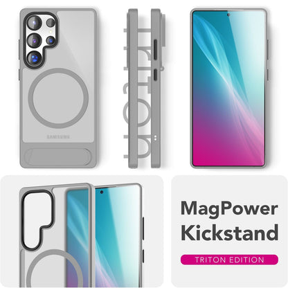 NALIA Magnet-Case für Samsung Galaxy S25 Ultra – Klappständer & Kameraschutz – TRITON (Matt-Transparent & Hybrid-Schutz) – Marke aus Berlin