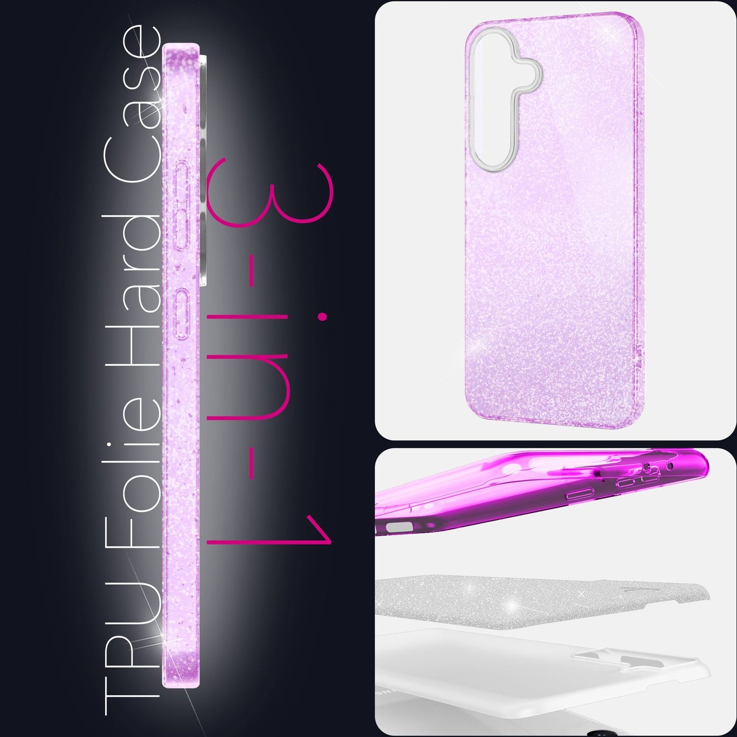 NALIA Glitzerhülle für Samsung Galaxy S25 – Funkelnder Glitzer-Look & Grip – SHINEPOP (Silikon Case) – Marke aus Berlin