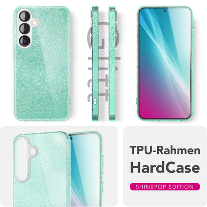 NALIA Glitzerhülle für Samsung Galaxy S25 – Funkelnder Glitzer-Look & Grip – SHINEPOP (Silikon Case) – Marke aus Berlin