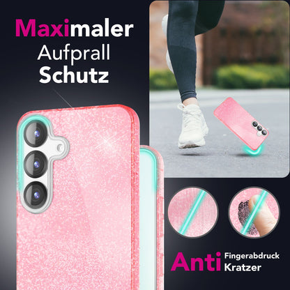 NALIA Glitzerhülle für Samsung Galaxy S25 – Funkelnder Glitzer-Look & Grip – SHINEPOP (Silikon Case) – Marke aus Berlin