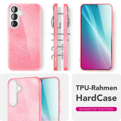 NALIA Glitzerhülle für Samsung Galaxy S25 – Funkelnder Glitzer-Look & Grip – SHINEPOP (Silikon Case) – Marke aus Berlin