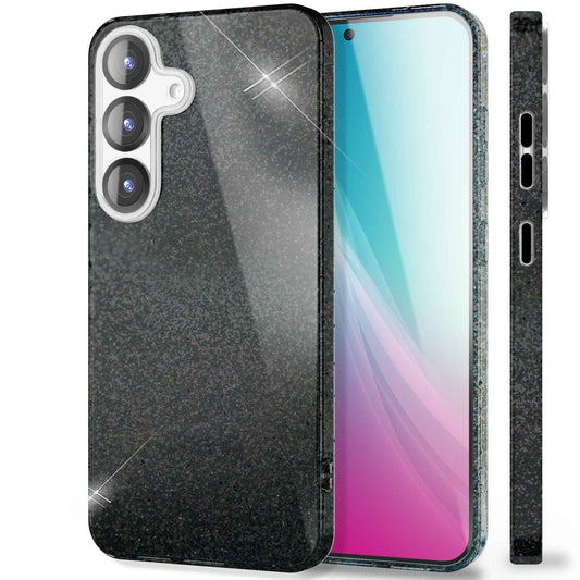 NALIA Glitzerhülle für Samsung Galaxy S25 – Funkelnder Glitzer-Look & Grip – SHINEPOP (Silikon Case) – Marke aus Berlin