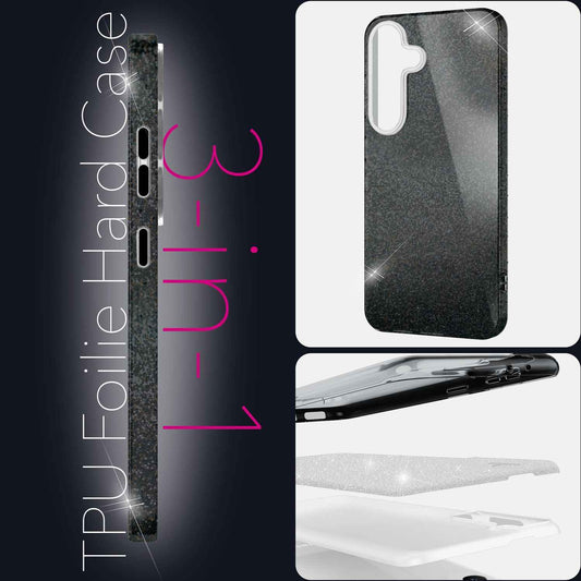 NALIA Glitzerhülle für Samsung Galaxy S25 – Funkelnder Glitzer-Look & Grip – SHINEPOP (Silikon Case) – Marke aus Berlin