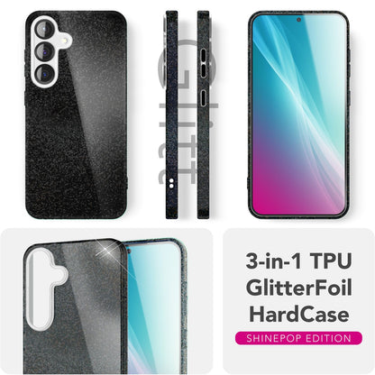 NALIA Glitzerhülle für Samsung Galaxy S25 – Funkelnder Glitzer-Look & Grip – SHINEPOP (Silikon Case) – Marke aus Berlin