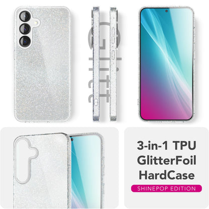 NALIA Glitzerhülle für Samsung Galaxy S25 – Funkelnder Glitzer-Look & Grip – SHINEPOP (Silikon Case) – Marke aus Berlin