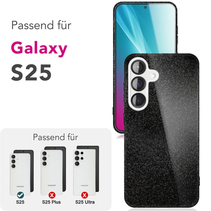 NALIA Glitzerhülle für Samsung Galaxy S25 – Funkelnder Glitzer-Look & Grip – SHINEPOP (Silikon Case) – Marke aus Berlin
