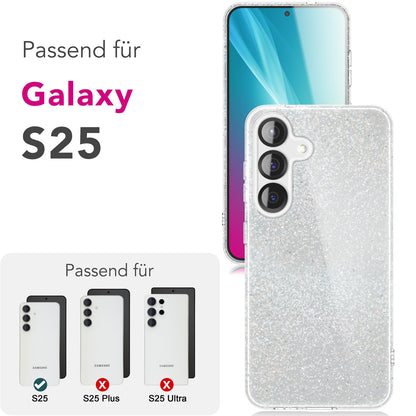 NALIA Glitzerhülle für Samsung Galaxy S25 – Funkelnder Glitzer-Look & Grip – SHINEPOP (Silikon Case) – Marke aus Berlin