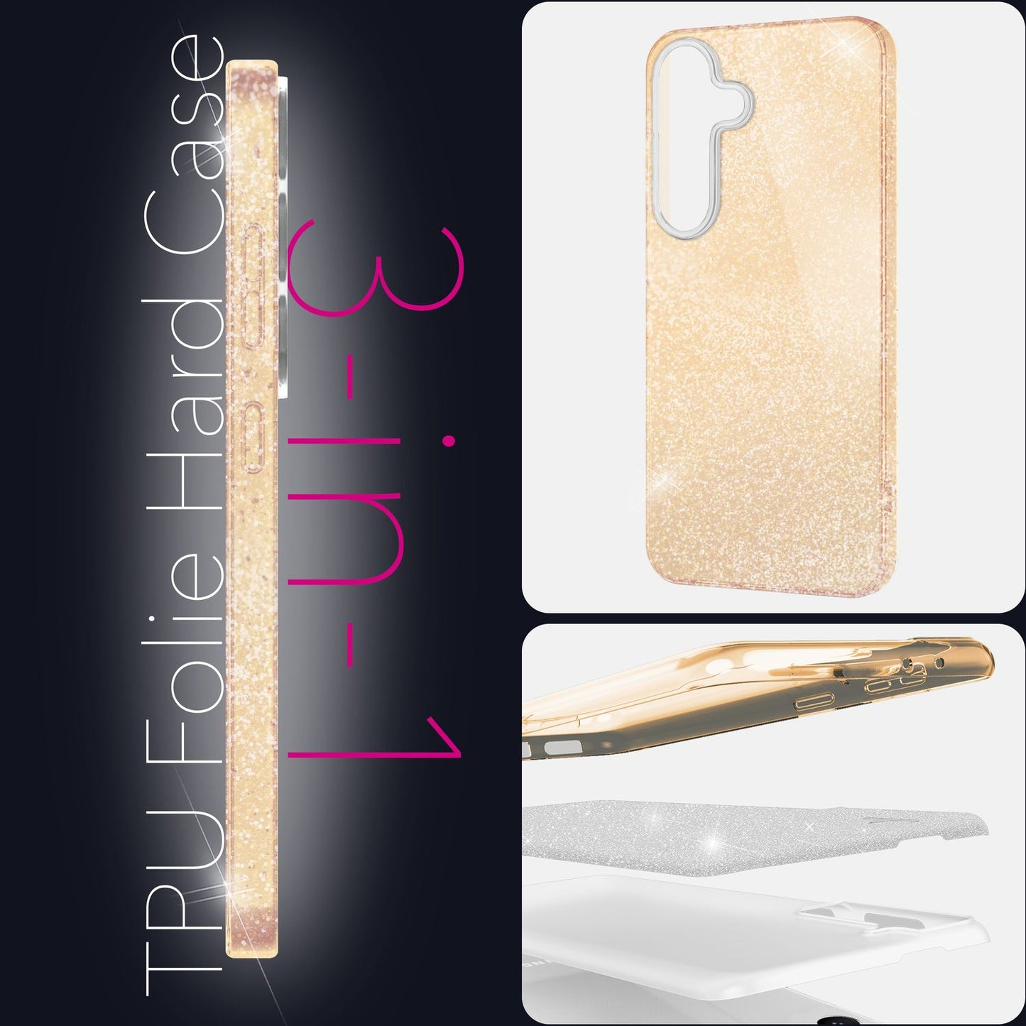NALIA Glitzerhülle für Samsung Galaxy S25 Plus – Funkelnder Glitzer-Look & Grip – SHINEPOP (Silikon Case) – Marke aus Berlin