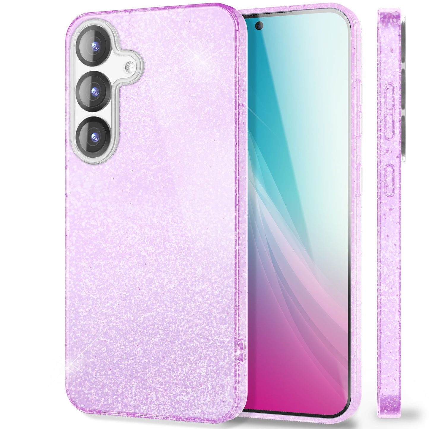 NALIA Glitzerhülle für Samsung Galaxy S25 Plus – Funkelnder Glitzer-Look & Grip – SHINEPOP (Silikon Case) – Marke aus Berlin