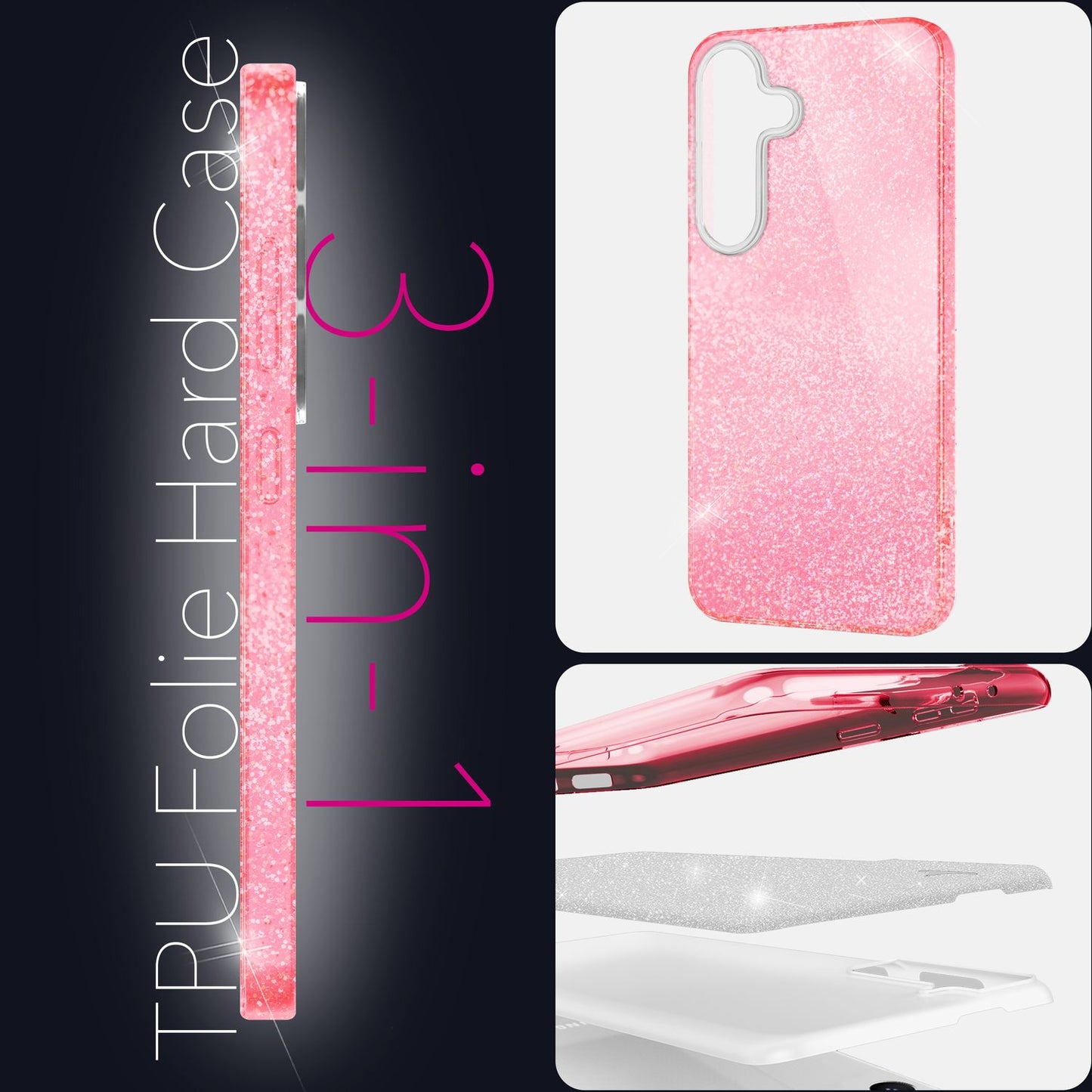 NALIA Glitzerhülle für Samsung Galaxy S25 Plus – Funkelnder Glitzer-Look & Grip – SHINEPOP (Silikon Case) – Marke aus Berlin