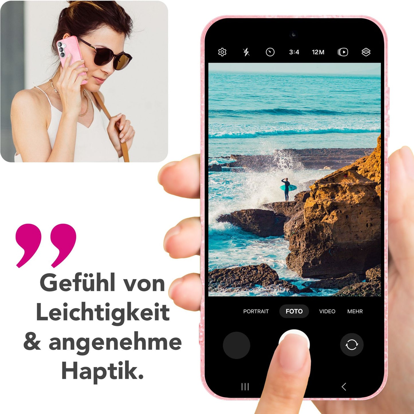 NALIA Glitzerhülle für Samsung Galaxy S25 Plus – Funkelnder Glitzer-Look & Grip – SHINEPOP (Silikon Case) – Marke aus Berlin