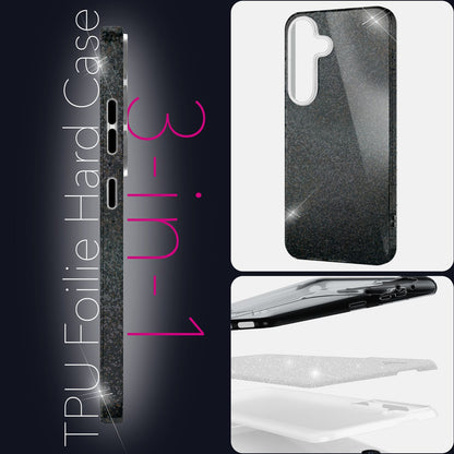 NALIA Glitzerhülle für Samsung Galaxy S25 Plus – Funkelnder Glitzer-Look & Grip – SHINEPOP (Silikon Case) – Marke aus Berlin