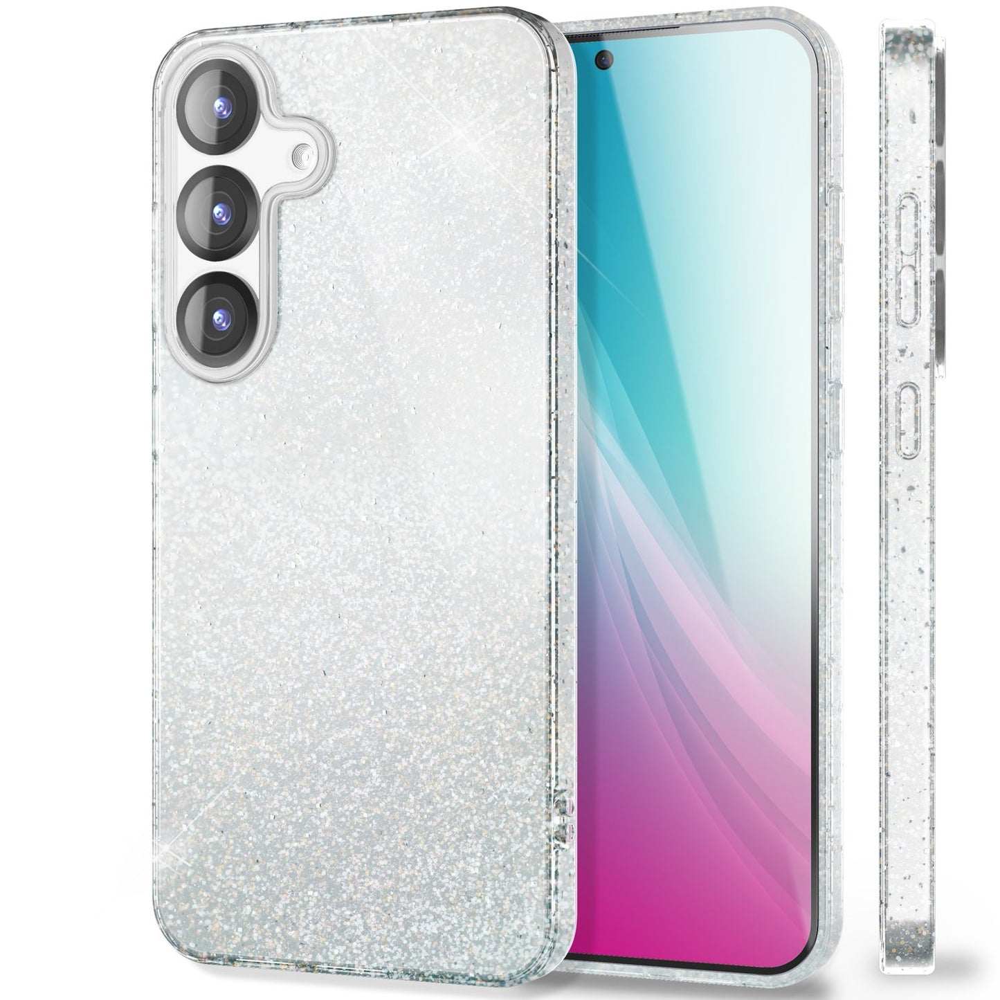 NALIA Glitzerhülle für Samsung Galaxy S25 Plus – Funkelnder Glitzer-Look & Grip – SHINEPOP (Silikon Case) – Marke aus Berlin