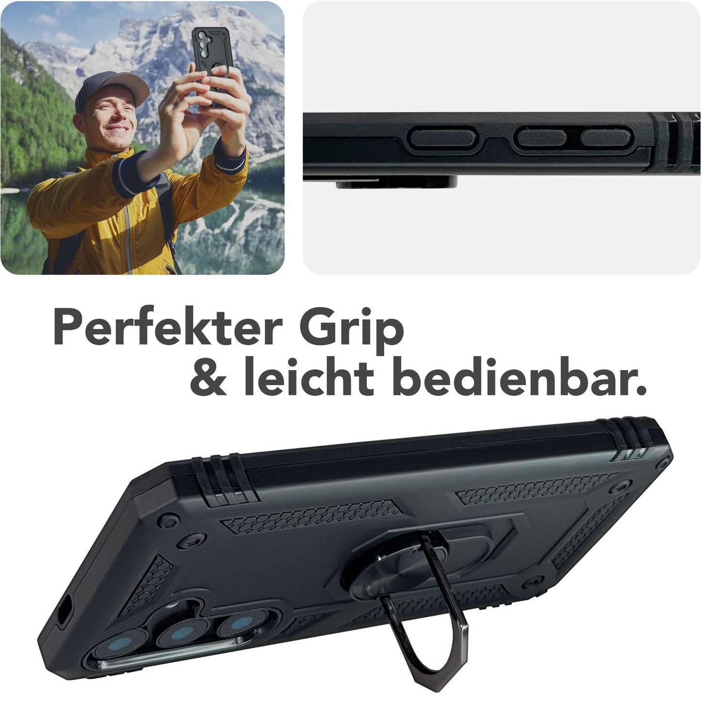 NALIA Panzerhülle für Samsung Galaxy S25 – Ring-Ständer 360° & Magnet-Halterung Kompatibel – RINGDEFEND (Stoßfestes Outdoor Case) – Marke aus Berlin
