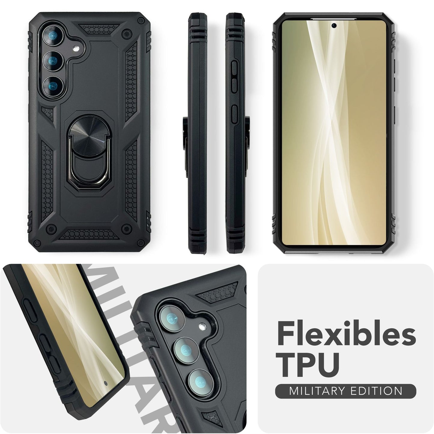 NALIA Panzerhülle für Samsung Galaxy S25 – Ring-Ständer 360° & Magnet-Halterung Kompatibel – RINGDEFEND (Stoßfestes Outdoor Case) – Marke aus Berlin