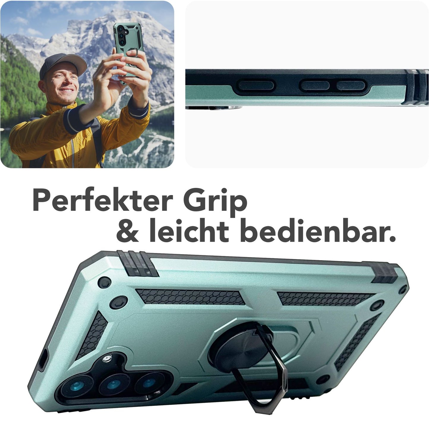 NALIA Panzerhülle für Samsung Galaxy S25 – Ring-Ständer 360° & Magnet-Halterung Kompatibel – RINGDEFEND (Stoßfestes Outdoor Case) – Marke aus Berlin