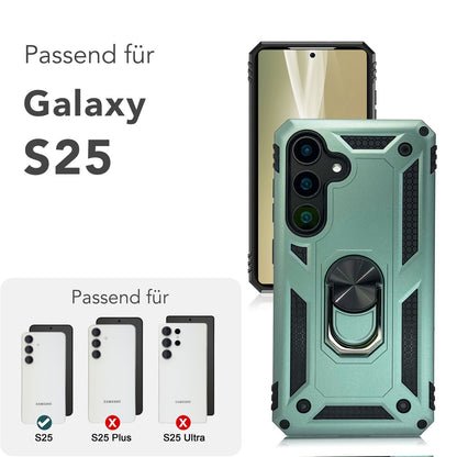 NALIA Panzerhülle für Samsung Galaxy S25 – Ring-Ständer 360° & Magnet-Halterung Kompatibel – RINGDEFEND (Stoßfestes Outdoor Case) – Marke aus Berlin