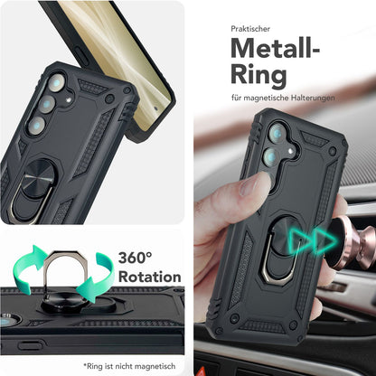 NALIA Panzerhülle für Samsung Galaxy S25 Plus – Ring-Ständer 360° & Magnet-Halterung Kompatibel – RINGDEFEND (Stoßfestes Outdoor Case) – Marke aus Berlin