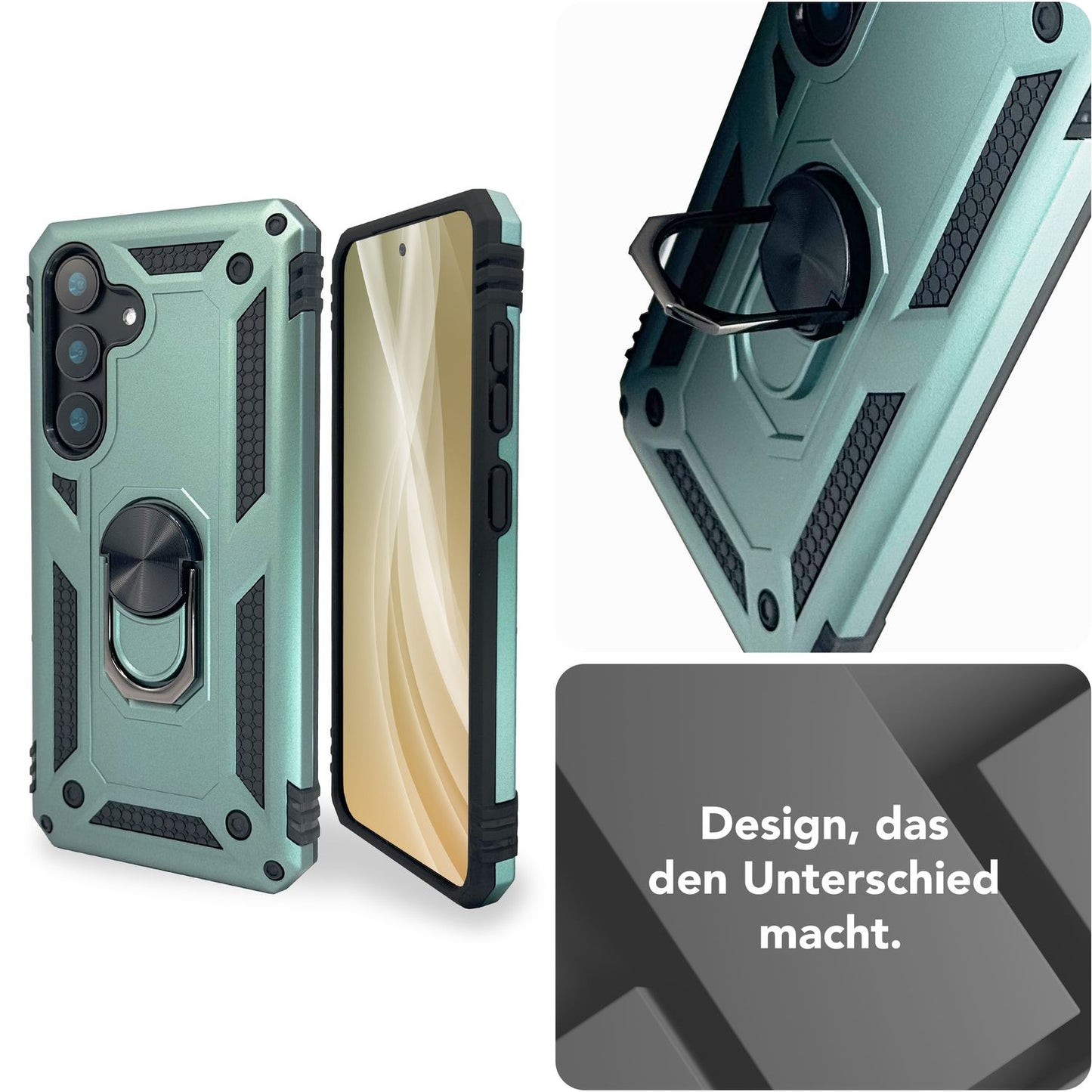 NALIA Panzerhülle für Samsung Galaxy S25 Plus – Ring-Ständer 360° & Magnet-Halterung Kompatibel – RINGDEFEND (Stoßfestes Outdoor Case) – Marke aus Berlin