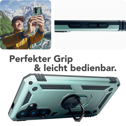 NALIA Panzerhülle für Samsung Galaxy S25 Plus – Ring-Ständer 360° & Magnet-Halterung Kompatibel – RINGDEFEND (Stoßfestes Outdoor Case) – Marke aus Berlin