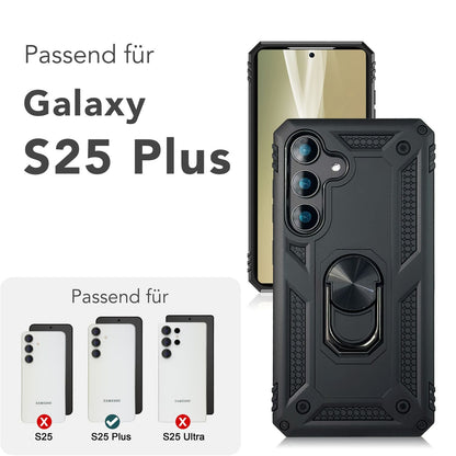 NALIA Panzerhülle für Samsung Galaxy S25 Plus – Ring-Ständer 360° & Magnet-Halterung Kompatibel – RINGDEFEND (Stoßfestes Outdoor Case) – Marke aus Berlin