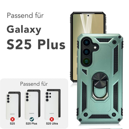 NALIA Panzerhülle für Samsung Galaxy S25 Plus – Ring-Ständer 360° & Magnet-Halterung Kompatibel – RINGDEFEND (Stoßfestes Outdoor Case) – Marke aus Berlin