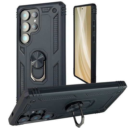 NALIA Panzerhülle für Samsung Galaxy S25 Ultra – Ring-Ständer 360° & Magnet-Halterung Kompatibel – RINGDEFEND (Stoßfestes Outdoor Case) – Marke aus Berlin
