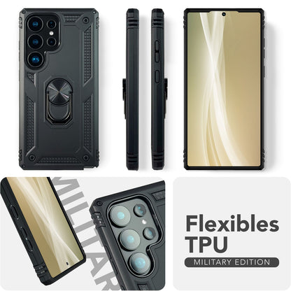 NALIA Panzerhülle für Samsung Galaxy S25 Ultra – Ring-Ständer 360° & Magnet-Halterung Kompatibel – RINGDEFEND (Stoßfestes Outdoor Case) – Marke aus Berlin