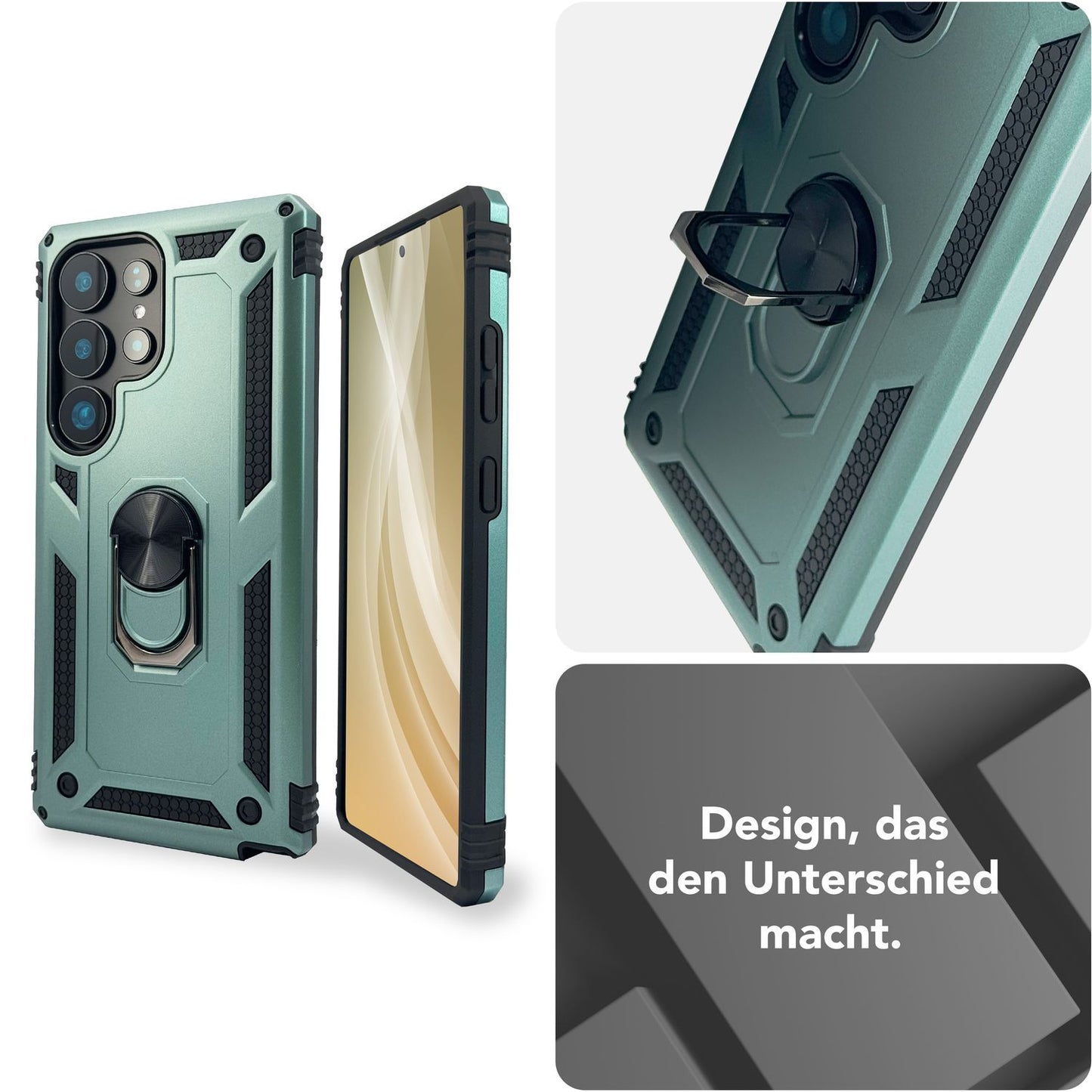 NALIA Panzerhülle für Samsung Galaxy S25 Ultra – Ring-Ständer 360° & Magnet-Halterung Kompatibel – RINGDEFEND (Stoßfestes Outdoor Case) – Marke aus Berlin