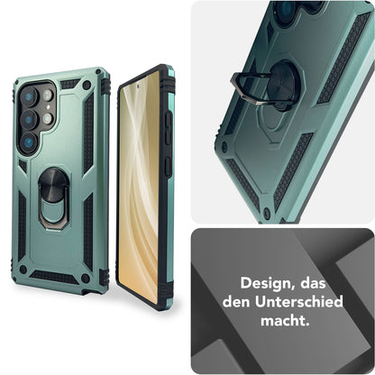 NALIA Panzerhülle für Samsung Galaxy S25 Ultra – Ring-Ständer 360° & Magnet-Halterung Kompatibel – RINGDEFEND (Stoßfestes Outdoor Case) – Marke aus Berlin